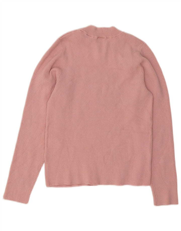Levi's Womens Crop Top Long Sleeve UK 16 Large Pink Acrylic
