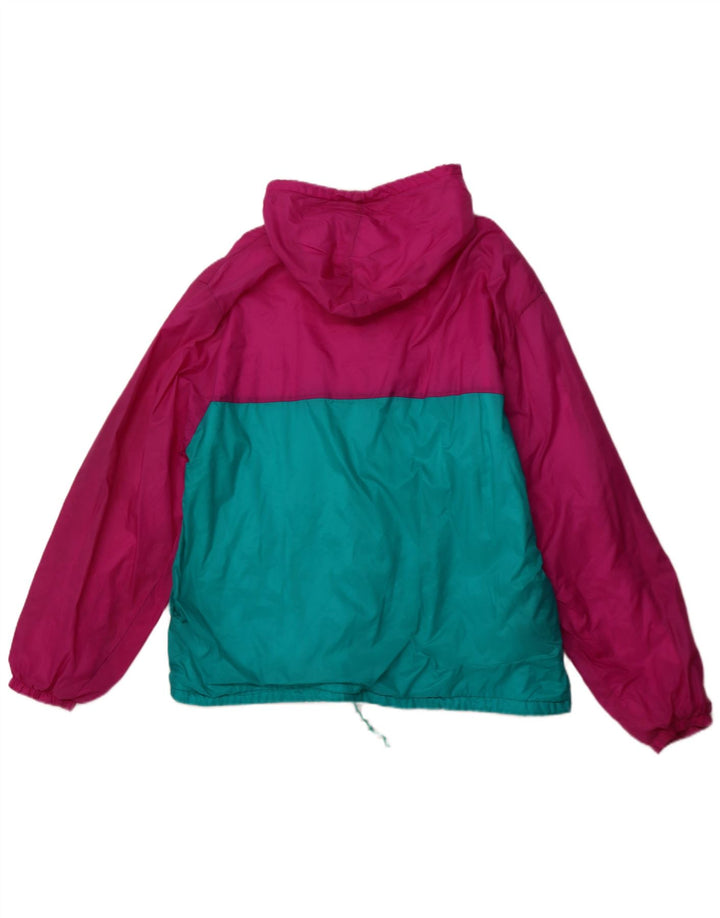 VINTAGE Mens Hooded Rain Jacket UK 42 XL Pink Colourblock Polyamide