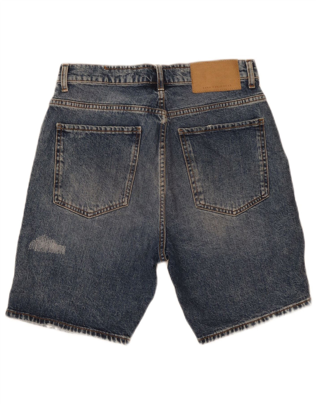 Zara Mens Distressed Denim Shorts EU 40 Medium W31 Blue Cotton