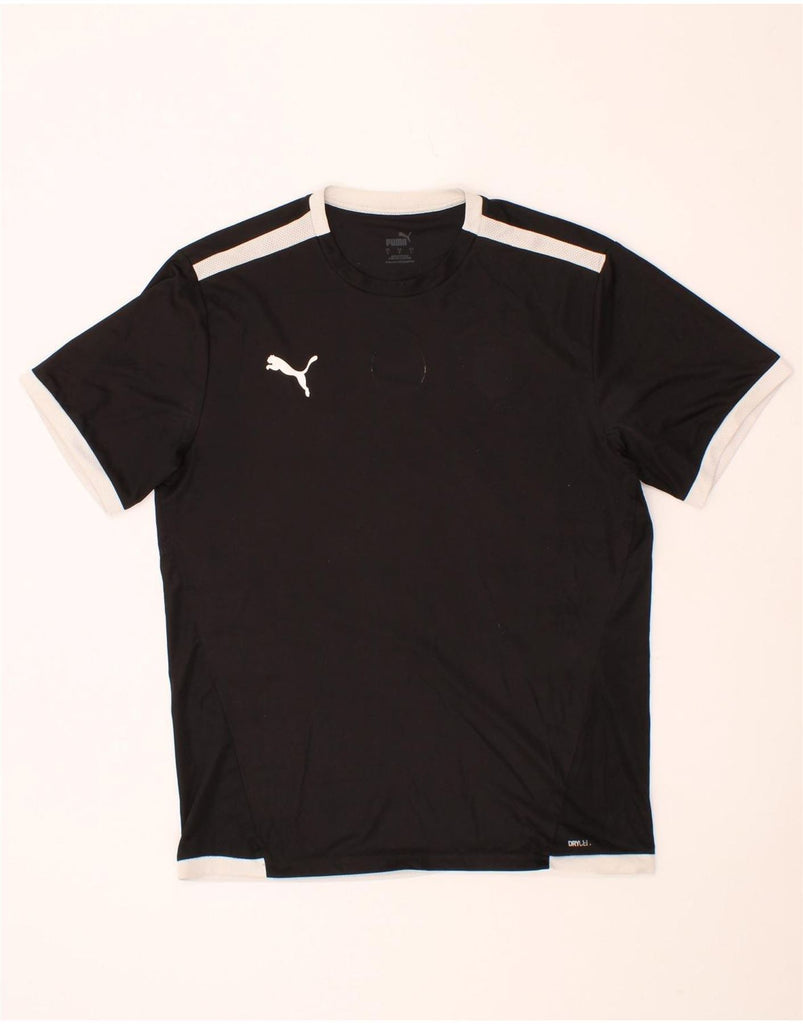 PUMA Mens T-Shirt Top Large Black Colourblock Vintage Puma and Second-Hand Puma from Messina Hembry 