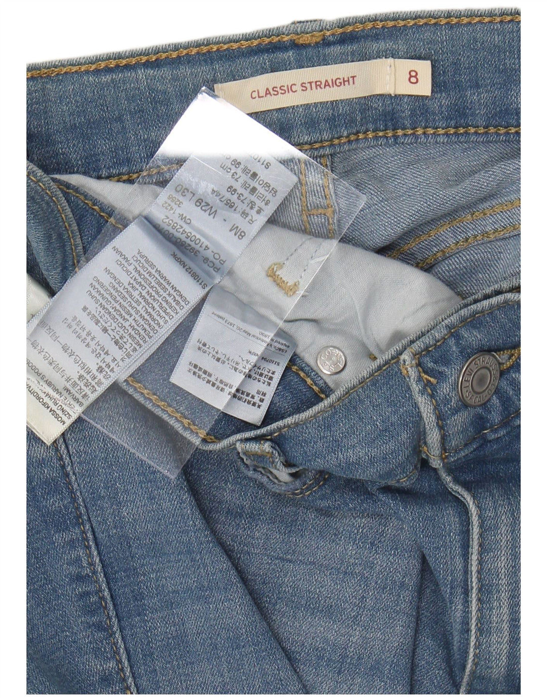 LEVI'S Womens Classic Straight Jeans US 8 Medium W29 L30 Blue Cotton