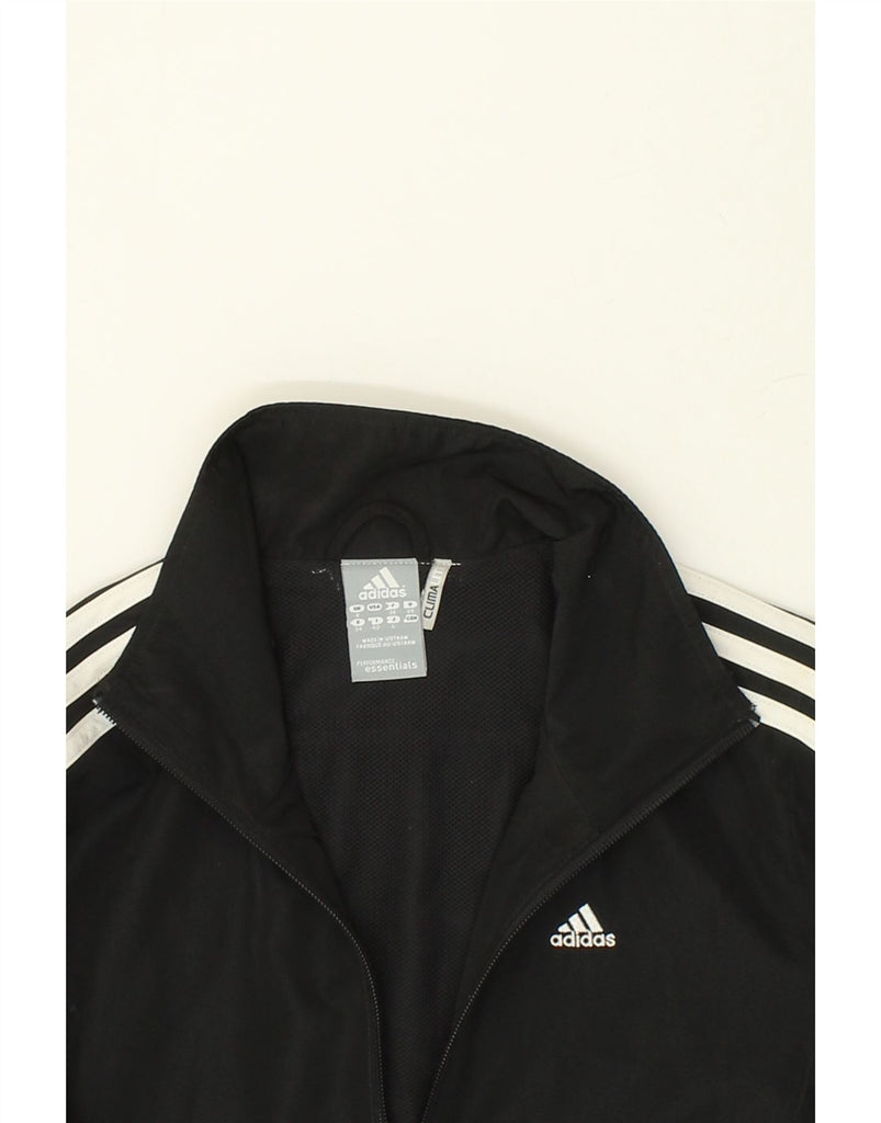 ADIDAS Womens Loose Fit Graphic Tracksuit Top Jacket UK 8 Small Black | Vintage Adidas | Thrift | Second-Hand Adidas | Used Clothing | Messina Hembry 