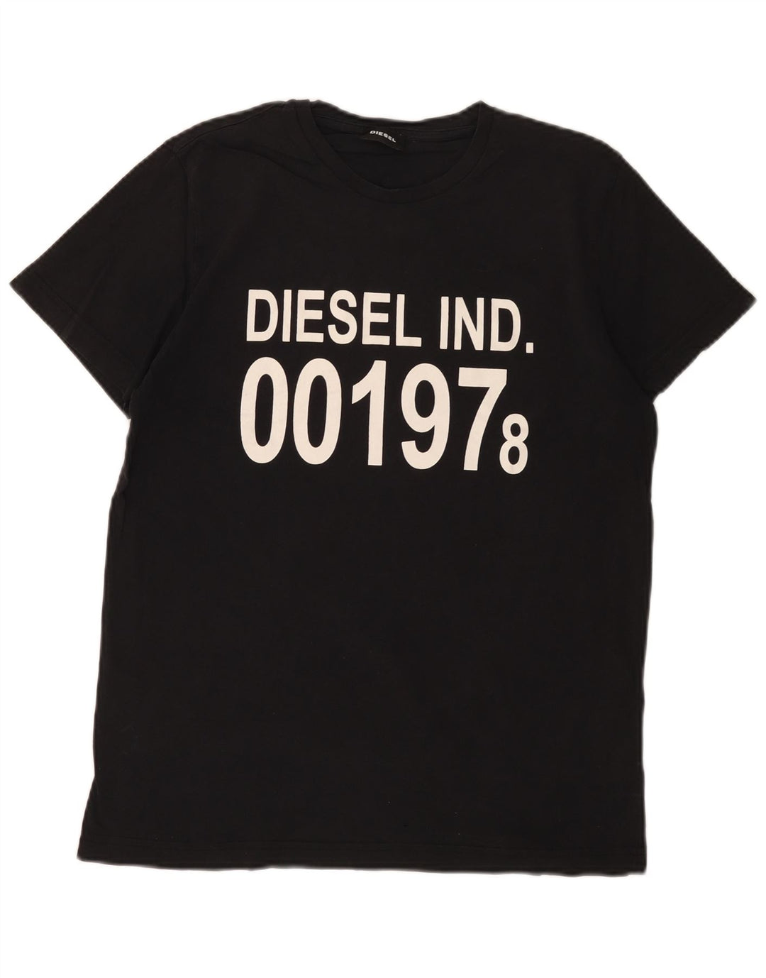 DIESEL Mens Graphic T-Shirt Top Medium Black Cotton