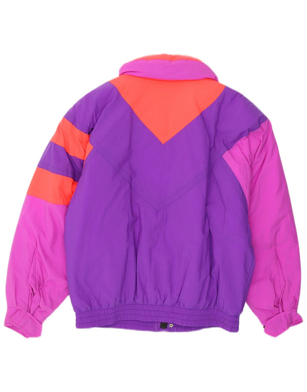 Fila Mens Loose Fit Ski Jacket IT 46 Small Purple Colourblock Polyamide 90s