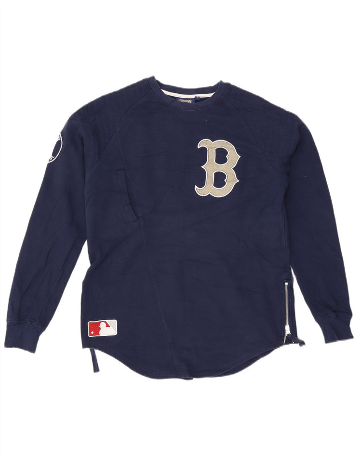 Majestic Womens Graphic Sweatshirt Jumper UK 10 Small Navy Blue