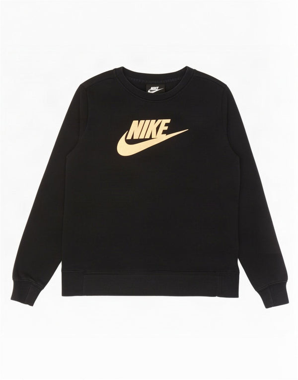 Nike Girls Graphic Sweatshirt Jumper 13-14 Years XL Black Cotton