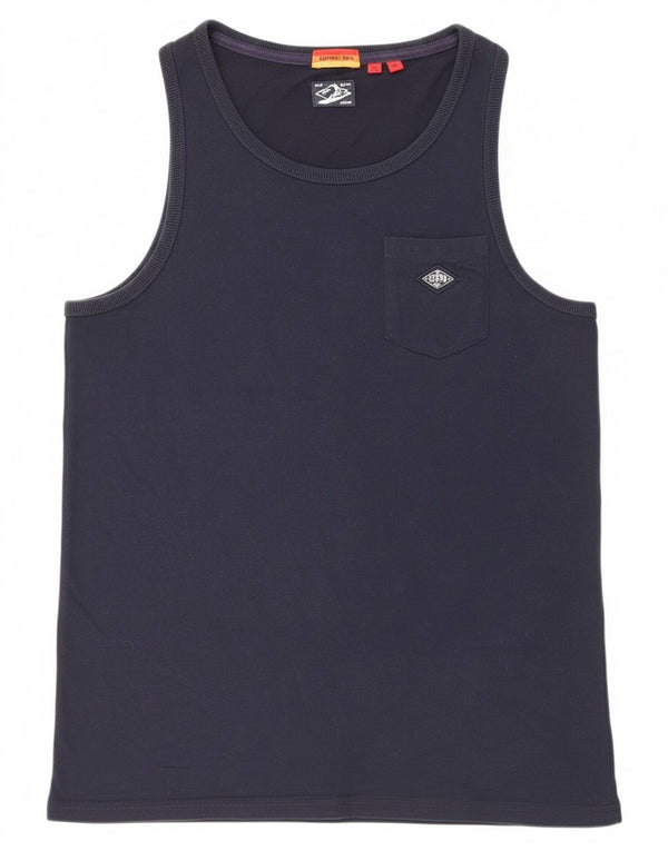 Superdry Womens Vest Top UK 18 XL Navy Blue Cotton