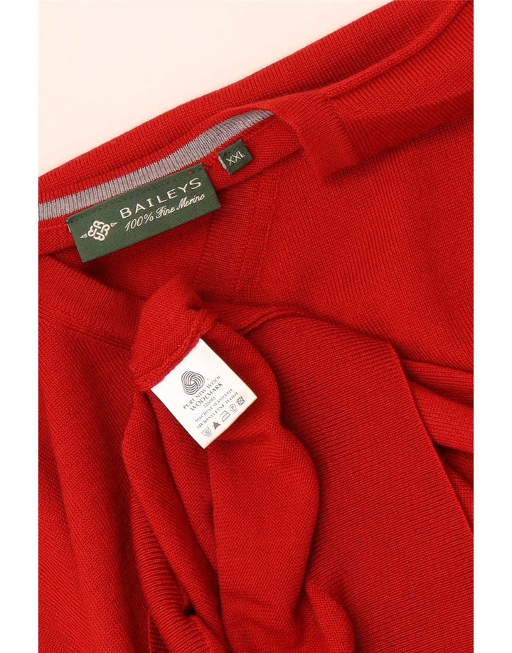 Baileys Mens V-Neck Jumper Sweater 2XL Red New Wool