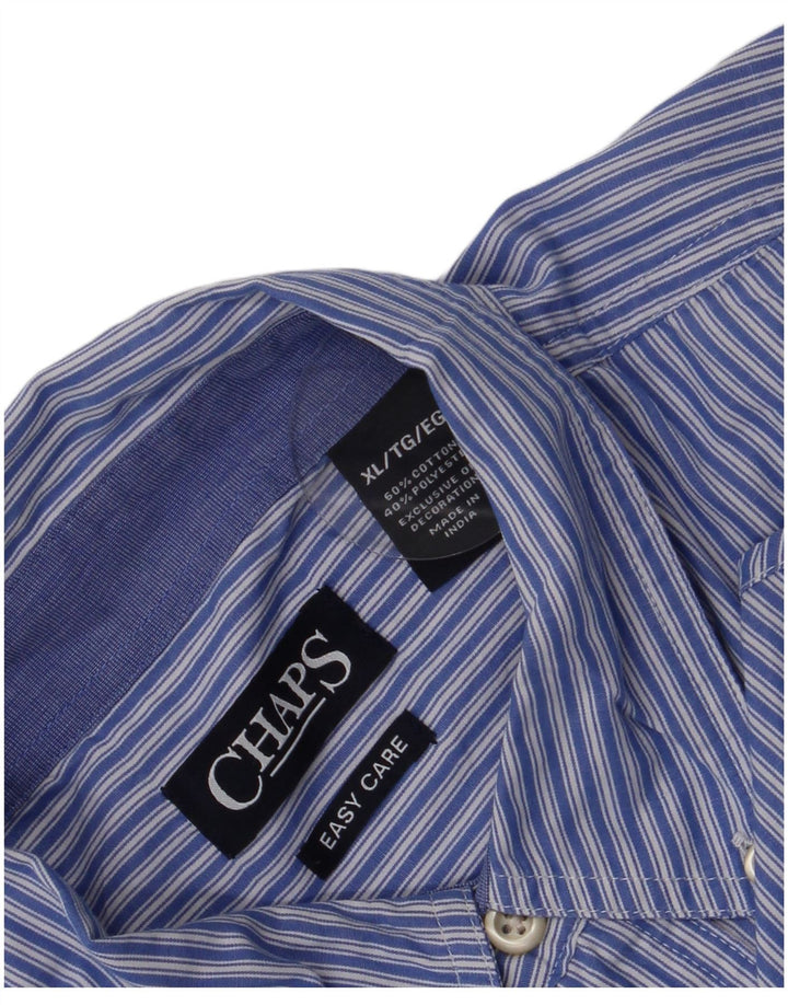 Chaps Mens Easy Care Shirt XL Blue Striped Cotton