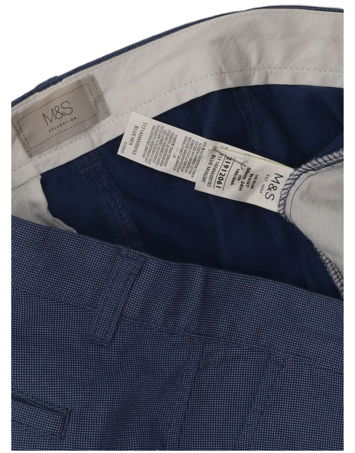 Marks & Spencer Mens Chino Shorts W34 Large Blue Cotton