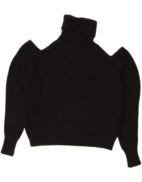 Zara Womens Crop Oversized Roll Neck Jumper Sweater UK 10 Small Black
