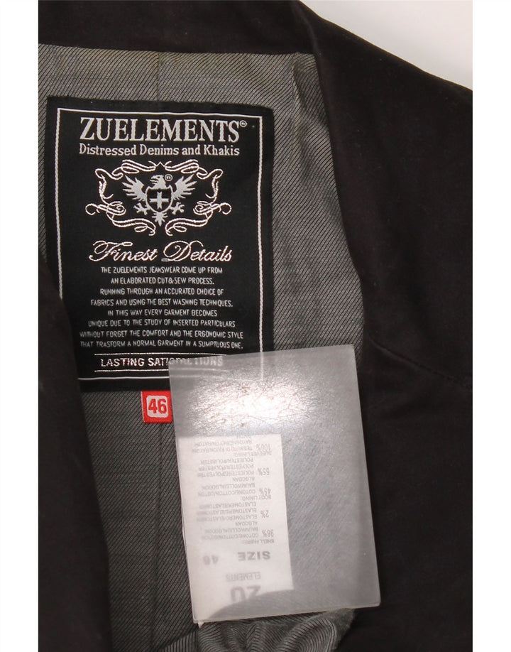 Zu Elements Womens 3 Button Blazer Jacket IT 46 Large Black Cotton