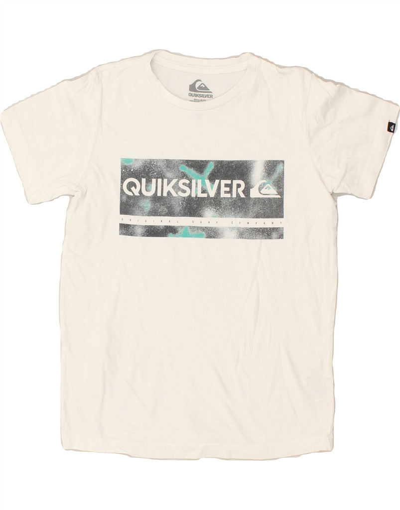 QUIKSILVER Boys Regular Fit Graphic T-Shirt Top 9-10 Years White Cotton | Vintage Quiksilver | Thrift | Second-Hand Quiksilver | Used Clothing | Messina Hembry 