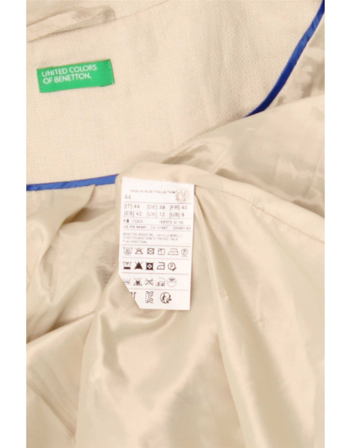 Benetton Womens Overcoat UK 12 Medium Beige Linen