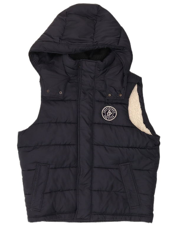 Abercrombie & Fitch Mens Hooded Padded Gilet UK 42 XL Navy Blue Polyester