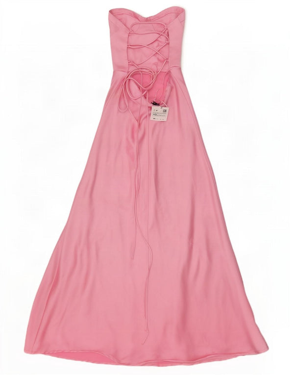 Zara Womens Maxi Strapless Dress UK 4 XS Pink