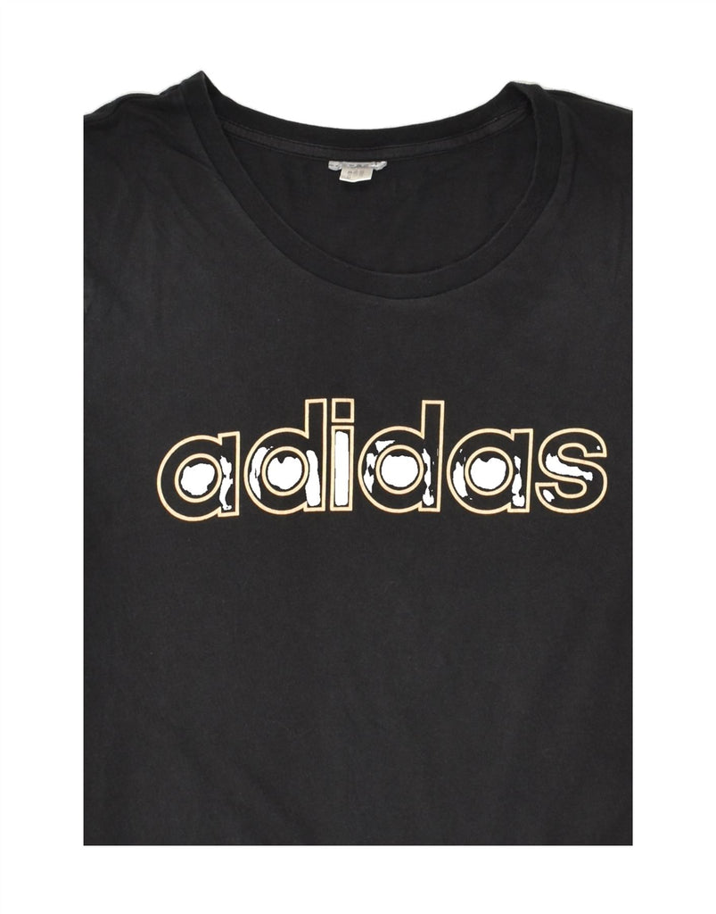 ADIDAS Womens Graphic T-Shirt Top UK 12 Medium Black | Vintage Adidas | Thrift | Second-Hand Adidas | Used Clothing | Messina Hembry 