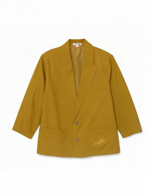 Vintage Womens 3/4 Sleeve 2 Button Blazer Jacket EU 38 Medium Khaki Cotton