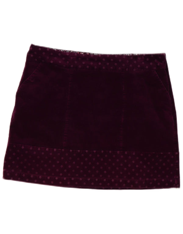 White Stuff Womens Velvet Mini Skirt UK 16 Large W38  Purple Polka Dot