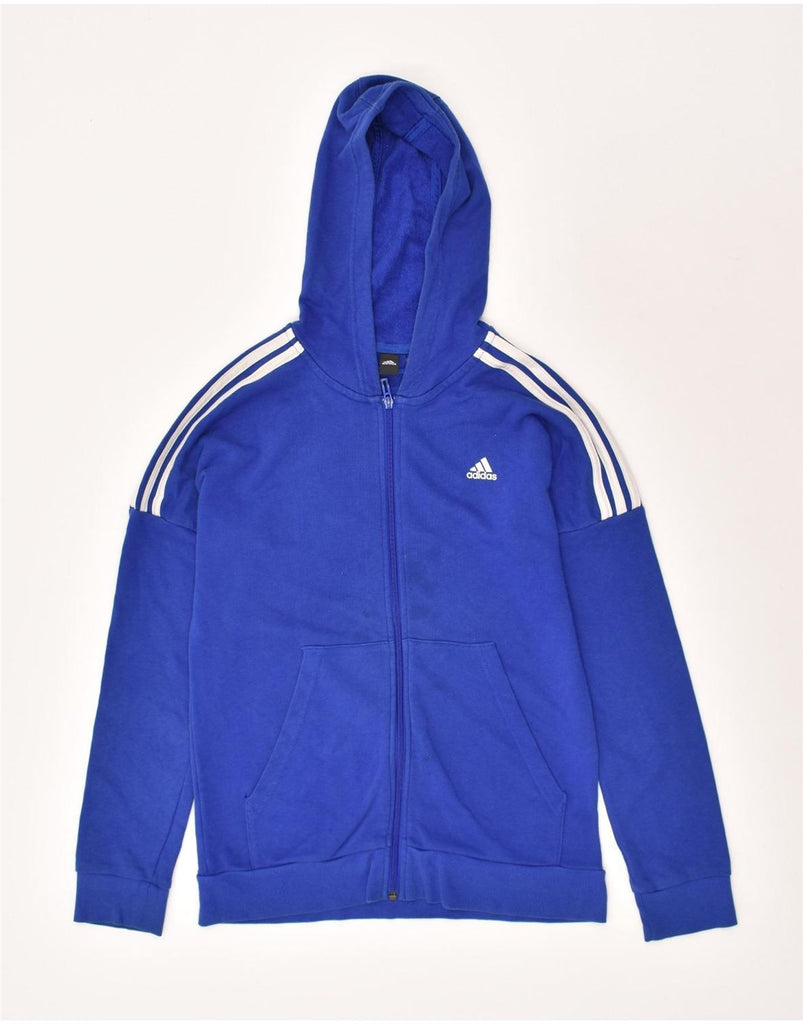 ADIDAS Boys Zip Hoodie Sweater 13-14 Years Blue Cotton | Vintage Adidas | Thrift | Second-Hand Adidas | Used Clothing | Messina Hembry 