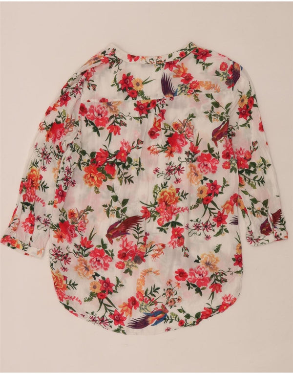 Zara Womens 3/4 Sleeve Blouse Top UK 12 Medium Multicoloured Floral