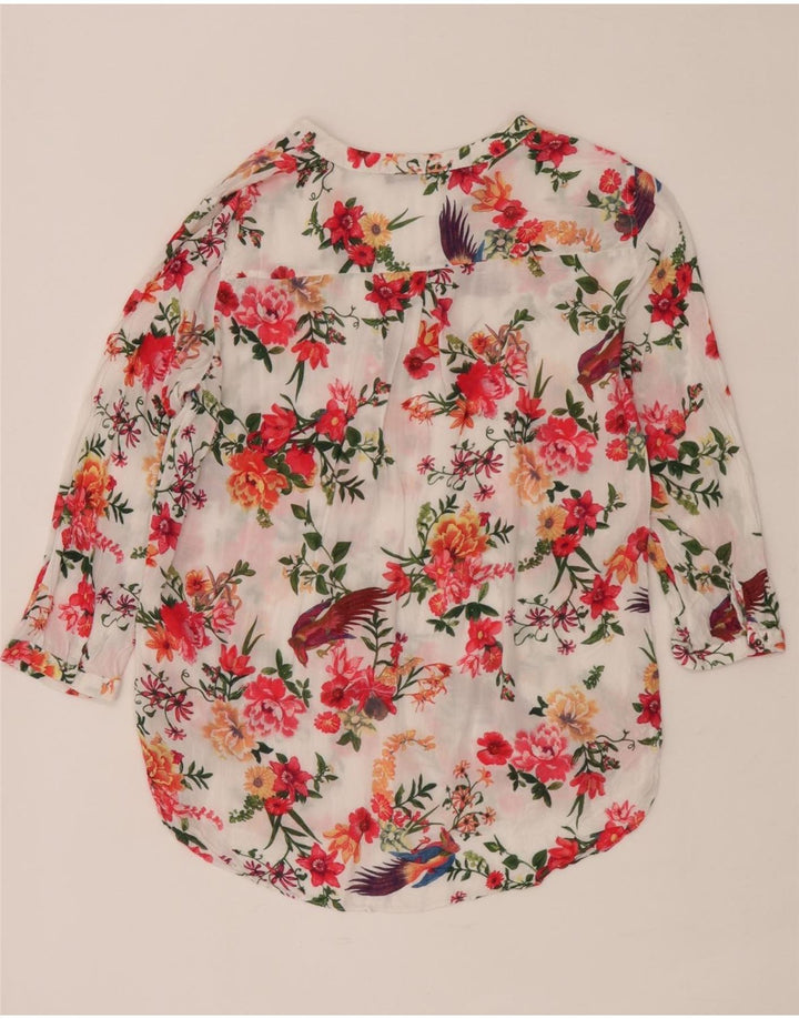 Zara Womens 3/4 Sleeve Blouse Top UK 12 Medium Multicoloured Floral