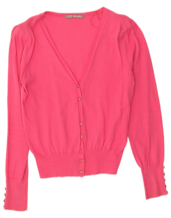 Marks & Spencer Womens Cardigan Sweater UK 10 Small  Pink Cotton