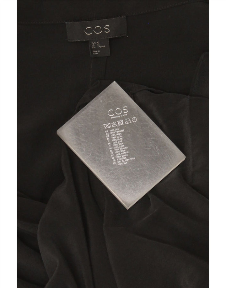 Cos Womens Long Sleeve Shift Dress EU 42 Large Black Silk