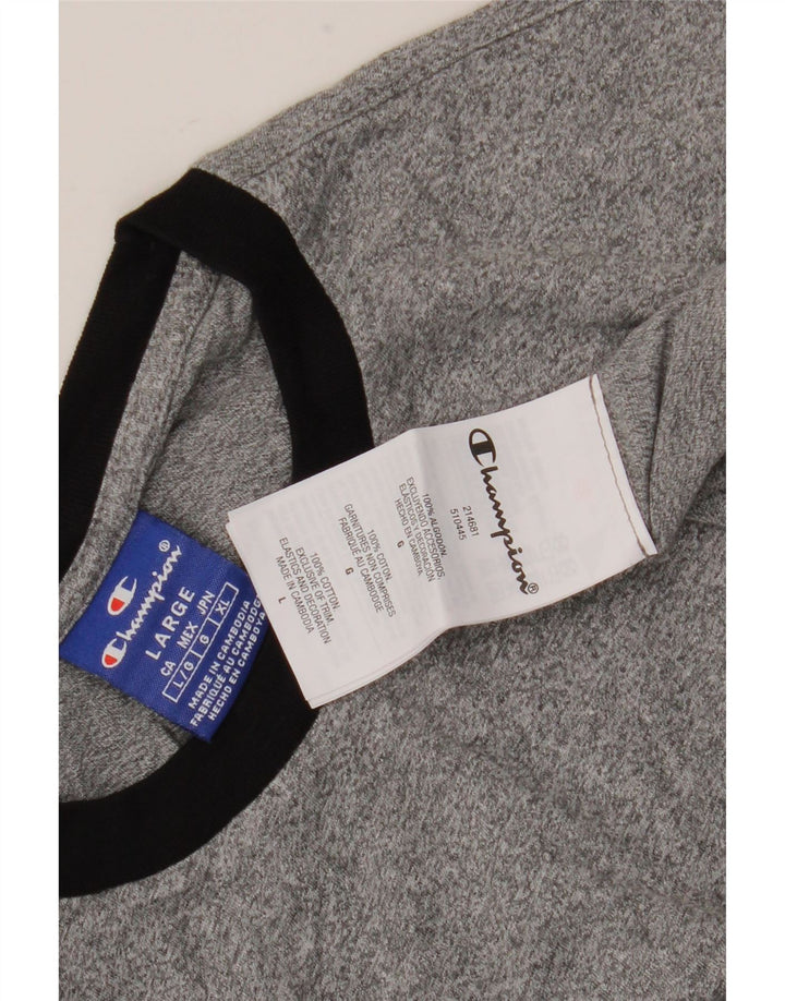 Champion Mens Graphic T-Shirt Top Large Grey Flecked Cotton
