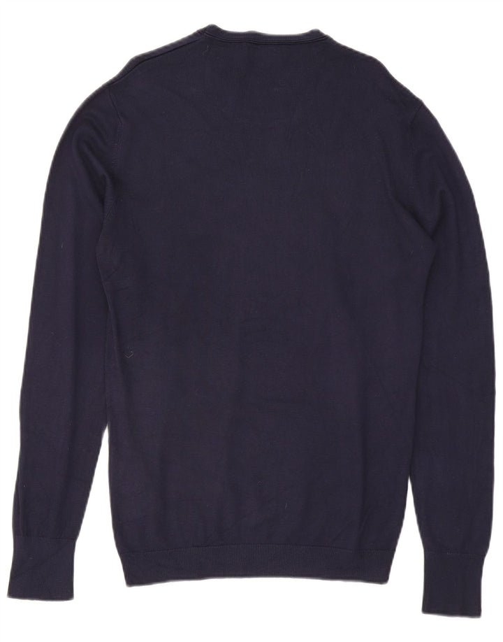 Zara Mens Crew Neck Jumper Sweater Medium Navy Blue Viscose