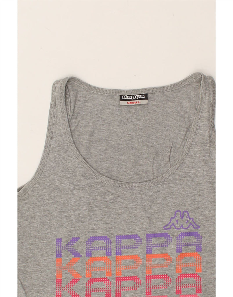 KAPPA Womens Graphic Vest Top UK 10 Small Grey Cotton | Vintage Kappa | Thrift | Second-Hand Kappa | Used Clothing | Messina Hembry 