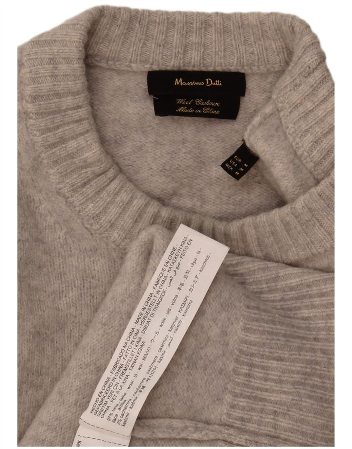 Massimo Dutti Womens Crew Neck Jumper Sweater UK 14 Medium Grey Flecked
