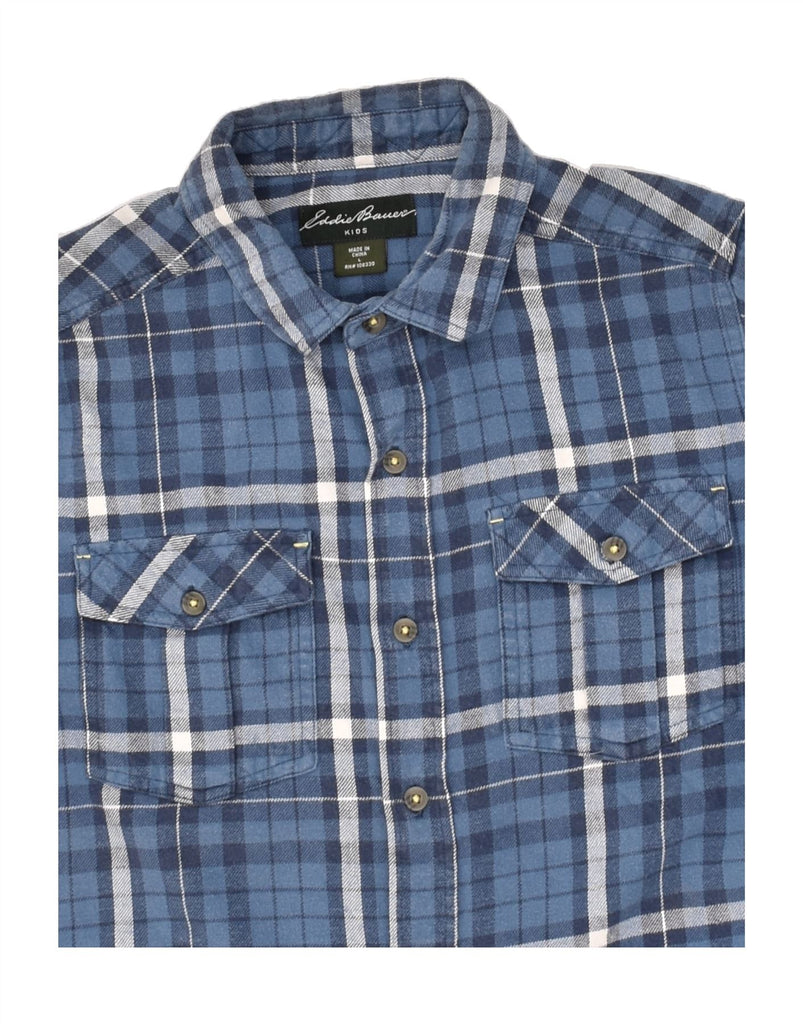 EDDIE BAUER Boys Flannel Shirt 11-12 Years Large Blue Check Cotton | Vintage Eddie Bauer | Thrift | Second-Hand Eddie Bauer | Used Clothing | Messina Hembry 