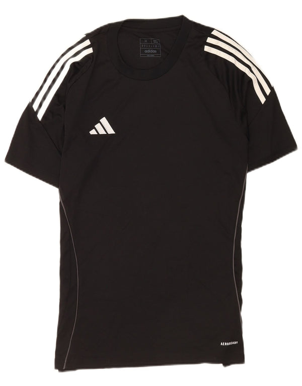 Adidas Mens Short Sleeve Slim Fit T-Shirt Top Medium Black Polyester Sports