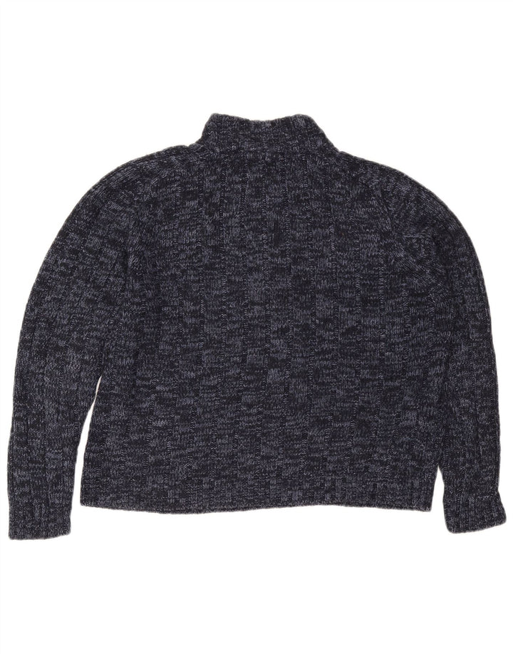 MARKS & SPENCER Womens Zip Neck Jumper Sweater UK 16 Large Navy Blue