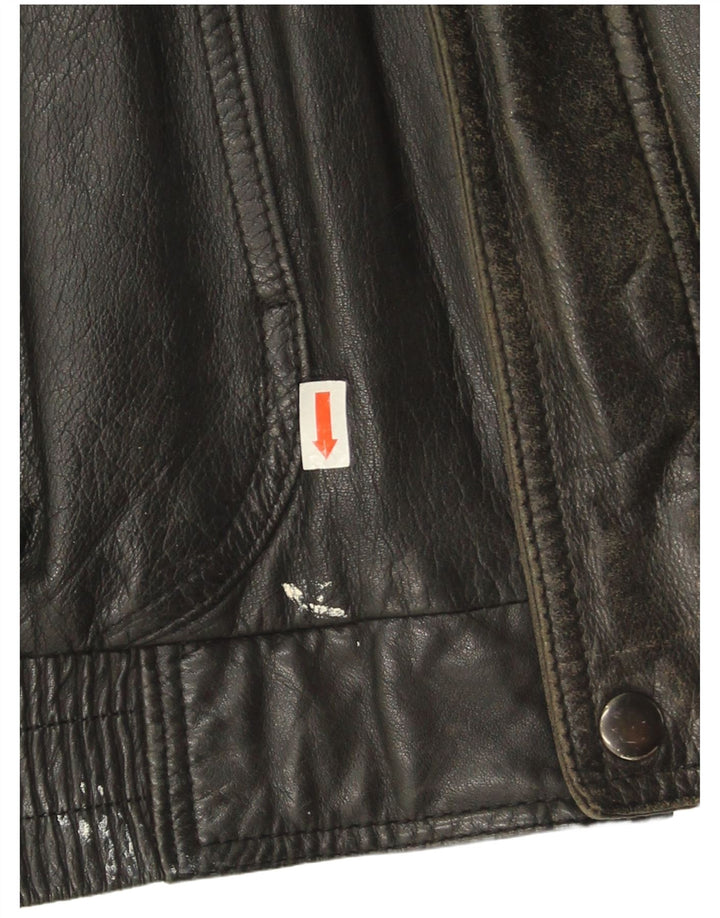 Vintage Mens Leather Jacket IT 48 Medium Black Leather