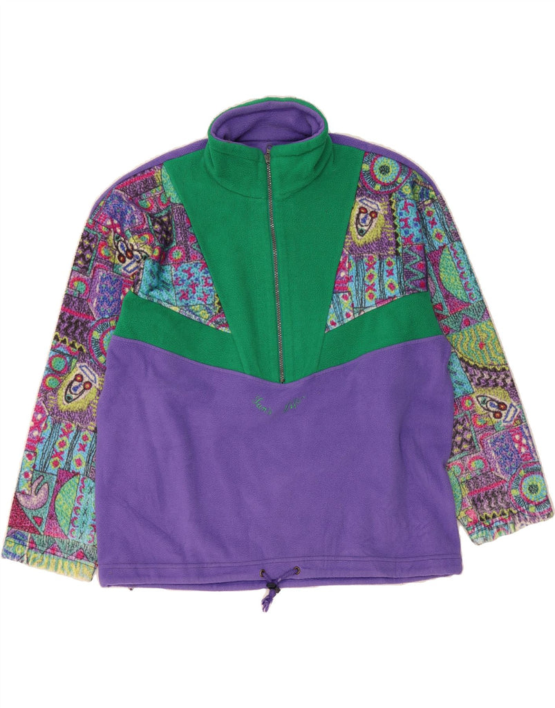 SUN'S LIFE Womens Zip Neck Fleece Jumper UK 20 2XL Purple Colourblock Vintage Sun's Life and Second-Hand Sun's Life from Messina Hembry 