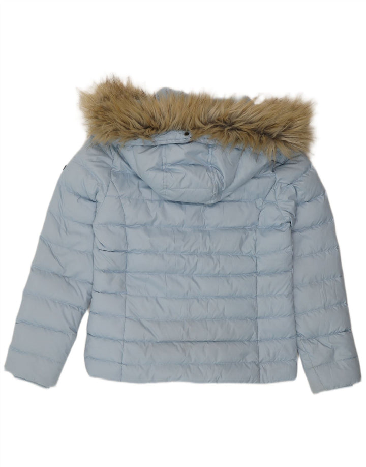 Tommy Hilfiger Womens Hooded Padded Jacket UK 14 Medium Blue Polyester