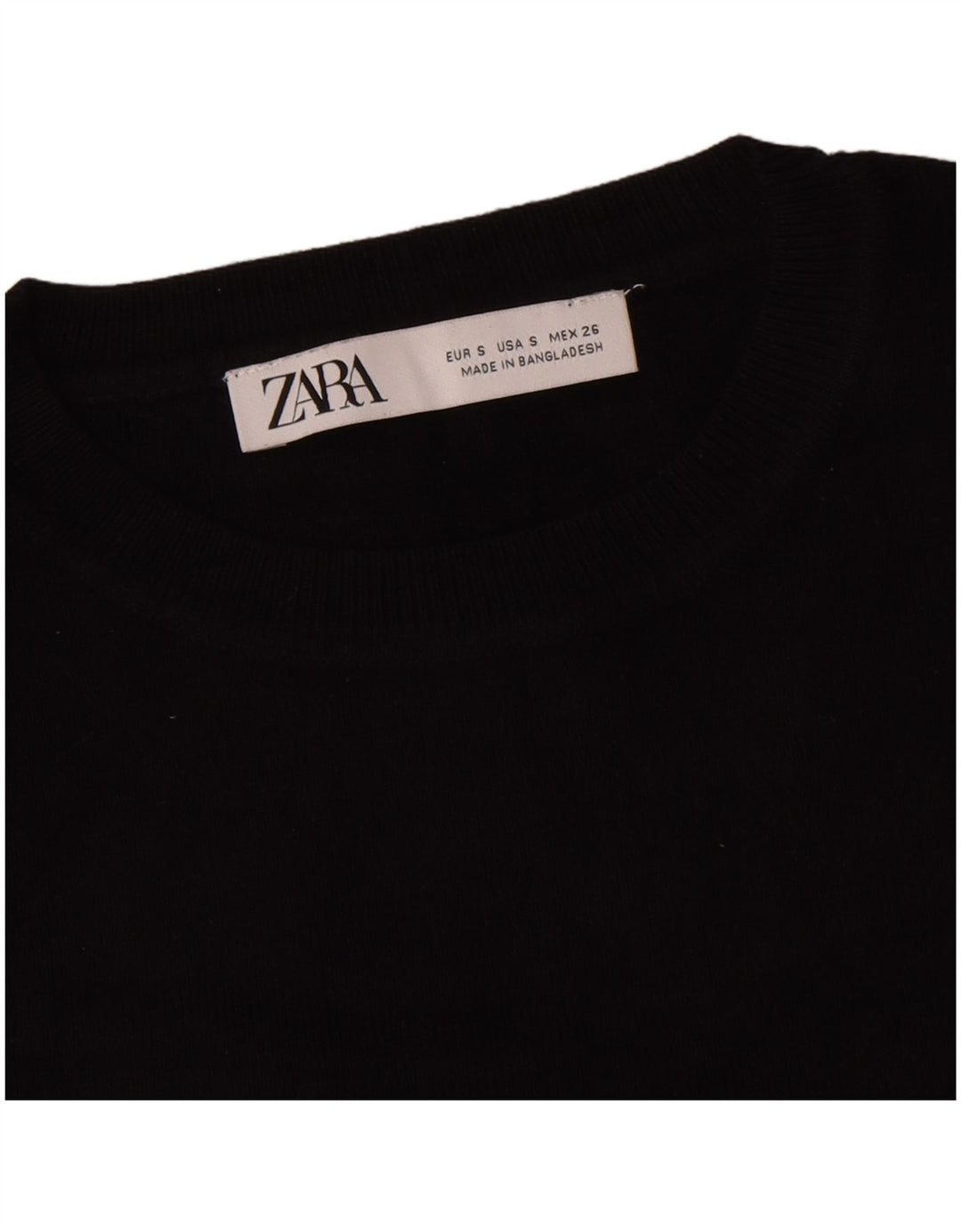 Zara Womens Crop Oversized Top Long Sleeve UK 10 Small Black Viscose