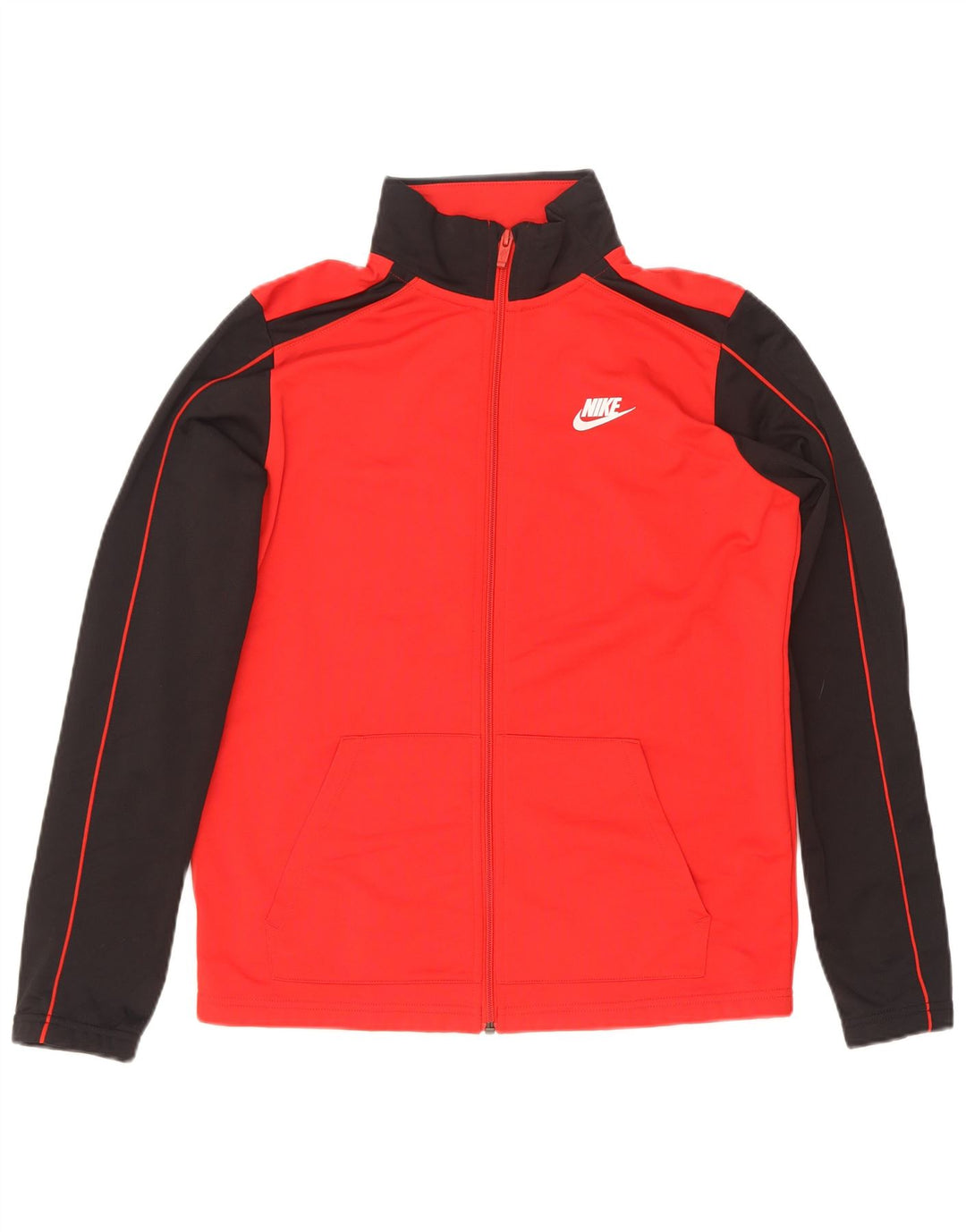 Nike Boys Tracksuit Top Jacket 13-14 Years XL Red Colourblock Polyester