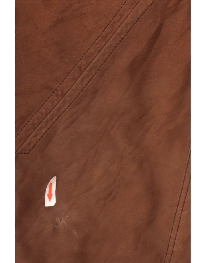 Henry Cottons Mens Rugged Leather Jacket IT 50 Large Brown Leather