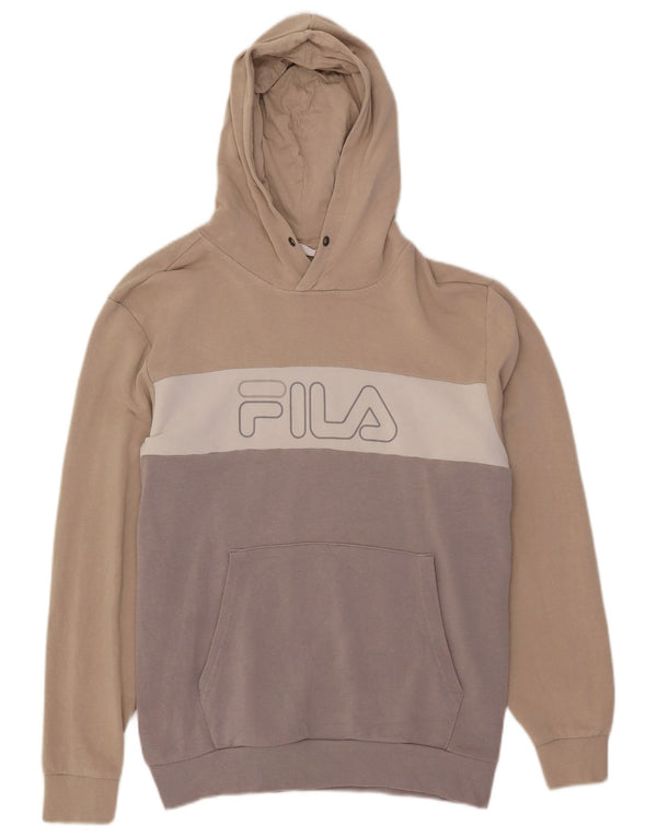 Fila Mens Graphic Hoodie Jumper UK 38/40 Medium Purple Colourblock Cotton