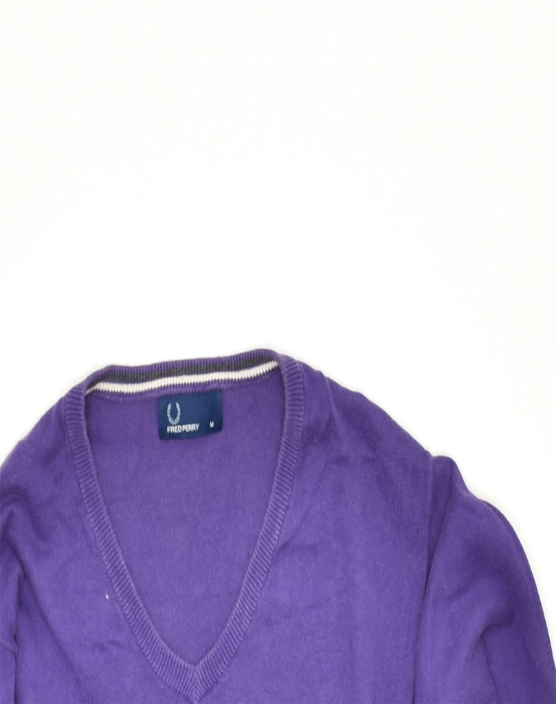 FRED PERRY Mens V-Neck Jumper Sweater Medium Purple Cotton | Vintage | Thrift | Second-Hand | Used Clothing | Messina Hembry 