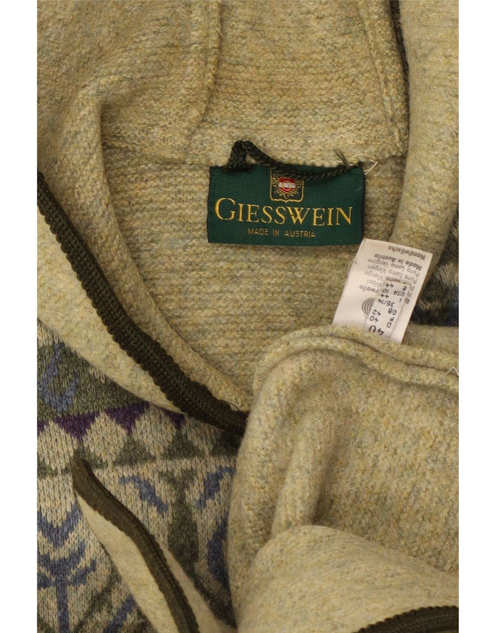GIESSWEIN Womens Hooded Cardigan Sweater UK 14 Large  Green Fair Isle