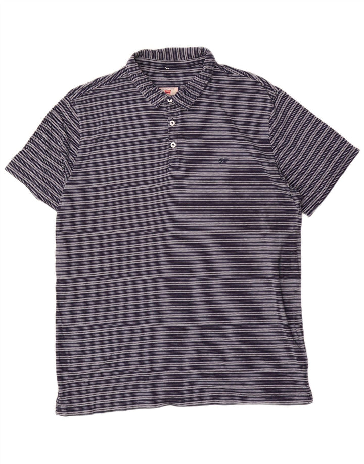 Carrera Mens Polo Shirt Large Navy Blue Striped