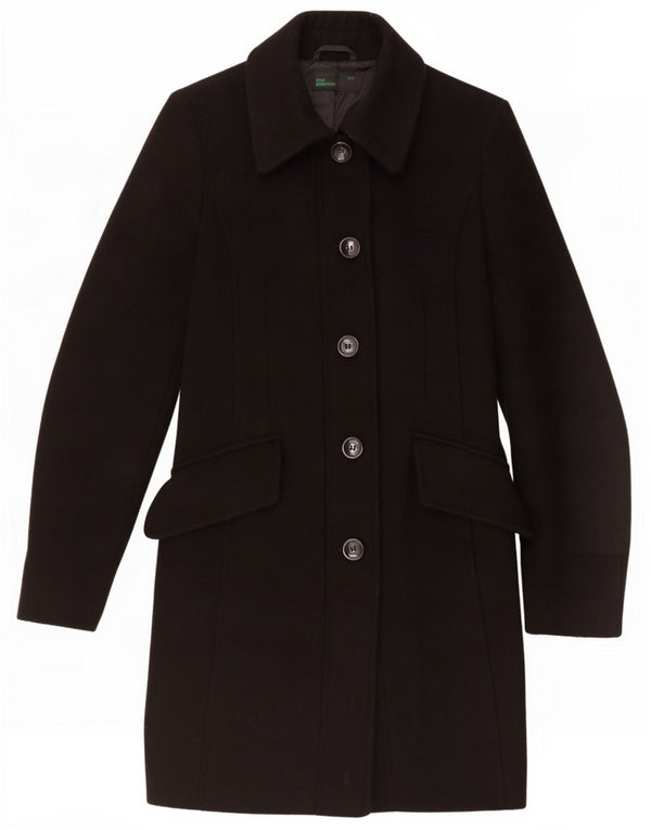 Benetton Womens Overcoat UK 6 XS Black Wool
