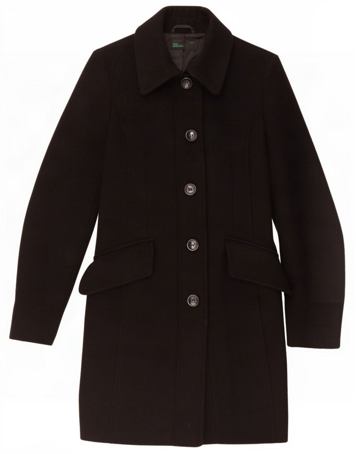 Benetton Womens Overcoat UK 6 XS Black Wool