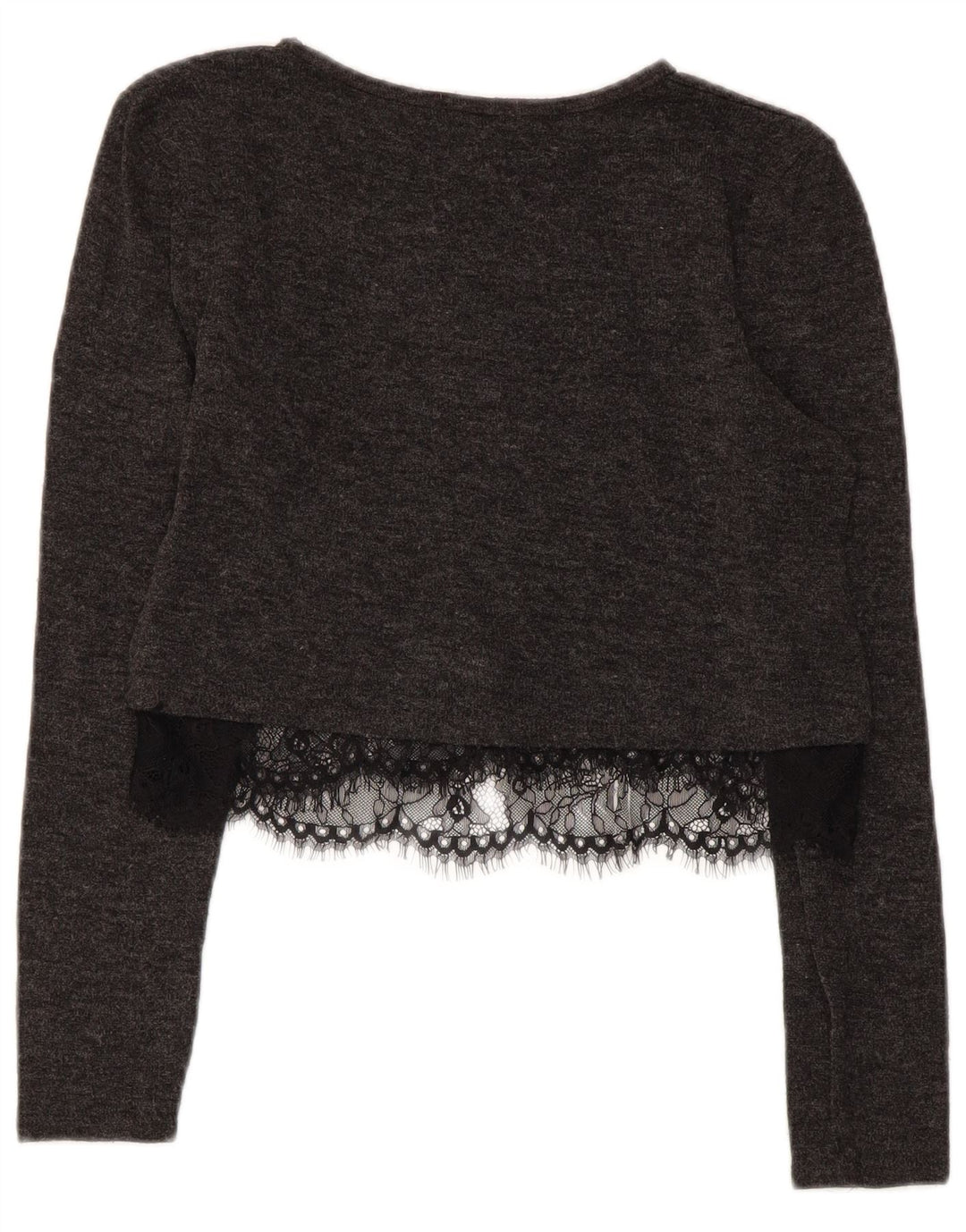 Zara Womens Crop Top Long Sleeve UK 12 Medium Grey