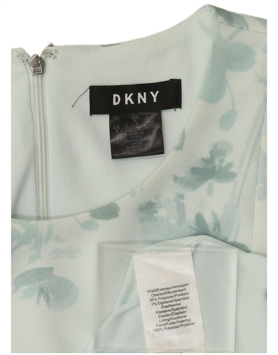 Dkny Womens Sleeveless A-Line Dress EU 40 Medium Green Floral Polyester