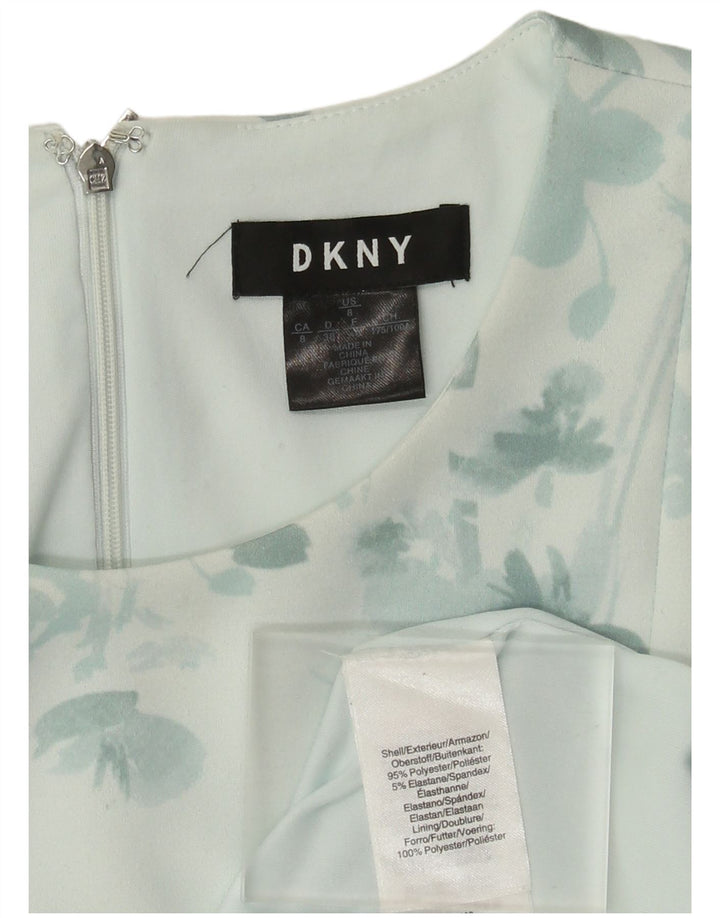 Dkny Womens Sleeveless A-Line Dress EU 40 Medium Green Floral Polyester